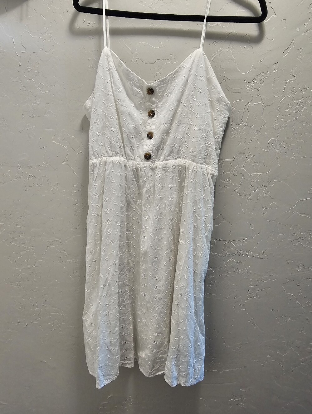 White Spaghetti-Strap Eyelet Dress  Size M